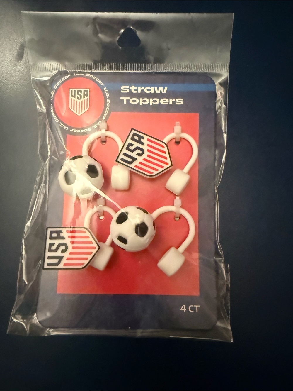 USA Soccer Straw Toppers - White & Black